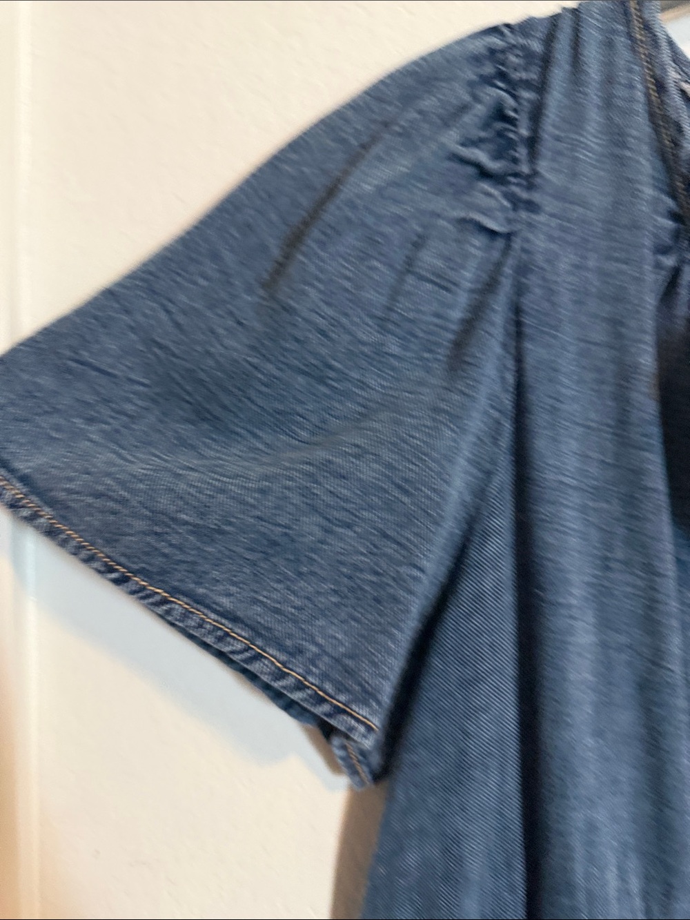 Anthropology Denim Tiered Short Sleeve Dress - Blue - Picture 6 of 9